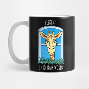 Cute Peeking Giraffe in the Window Mug